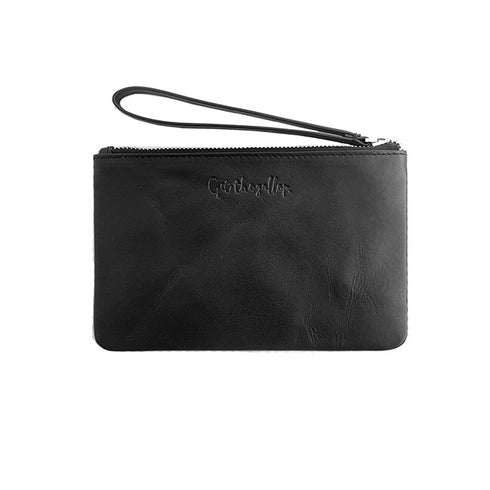 Small Leather Pouch with Bucking Horse - Black & White